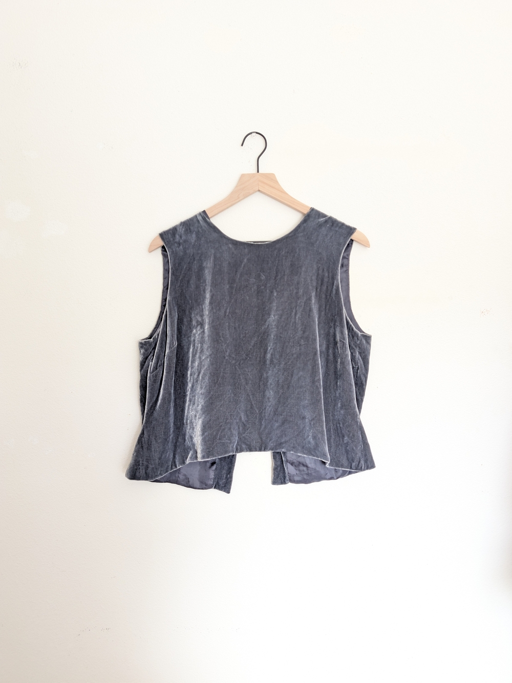 Vintage Merona Silk Blend Sleeveless Velvet Crop Top - Charcoal Gray